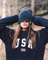 Casual Letter Print Round Neck Long Sleeve Loose Sweatshirts