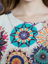 Hollow Out Round Neck Printed Short Sleeve T-Shirt