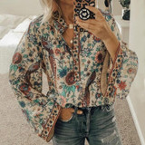 Fashion Printed Colour Loose Long Sleeve Blouse