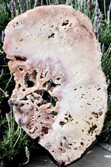 Huge Pink Amethyst Slab Display Piece on Metal Stand