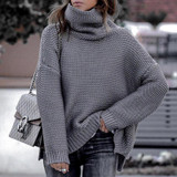 Casual Knit High Collar Long Sleeve Sweater