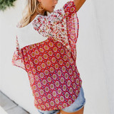 Fashion Casual  Short Sleeved Printed Top T-Shirt