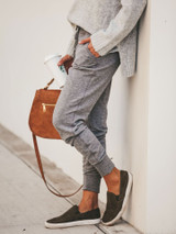 Fashion Elastic Strap Pure Colour Loose Casual Pants