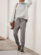 Fashion Elastic Strap Pure Colour Loose Casual Pants
