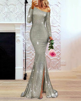 Fashion Sexy Sequin Off Shoulder Evening Dress
