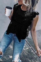 Round Neck  Plain  Blouses