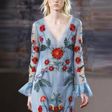 Sexy V Neck Floral Pattern Printed Maxi Dress