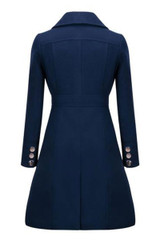Lapel Double Breasted Plain Woolen Coats