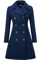 Lapel Double Breasted Plain Woolen Coats