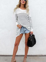Round Neck  Stripes T-Shirts