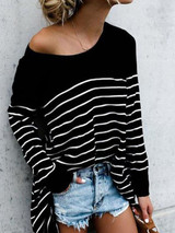 Round Neck  Stripes T-Shirts