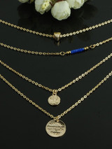 Gold Pendant Boho Layers Chain Necklace