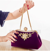 Flower Diamond Pearl Velvet Evening Purse