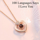 100 Languages I love You Projection Heart Necklace