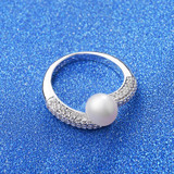 Cubic Zircon Pearl Adjustable Ring