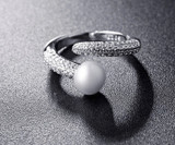 Cubic Zircon Pearl Adjustable Ring