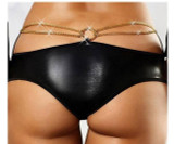 Faux Leather Wetlook Sequin Chain Thong