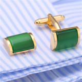 Green & Gold Imitation Crystal Cuff-links