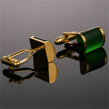 Green & Gold Imitation Crystal Cuff-links