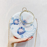Round Shape Flower Evening Clutch Bag