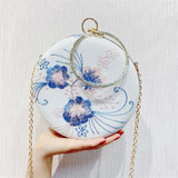 Round Shape Flower Evening Clutch Bag