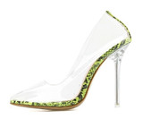 Transparent Leopard Grain Heel Stilettos