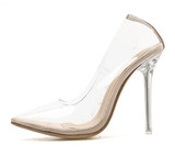 Transparent Leopard Grain Heel Stilettos
