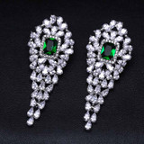 Water Drop Zircon Long Earrings