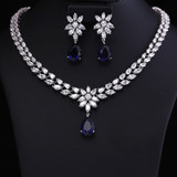 Crystal Zircon Earring Necklace Jewelry Set