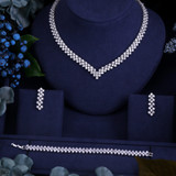 Clear Crystal Zircon Earrings & Necklace Wedding Set