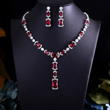 Crystal Zircon Earrings and Necklace Bridal Jewelry Set