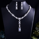 Crystal Zircon Earrings and Necklace Bridal Jewelry Set