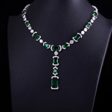 Crystal Zircon Earrings and Necklace Bridal Jewelry Set