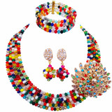 Multicolor Crystal Bead Wedding Jewelry Set