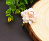 Natural Fresh Water Baroque Pink Pearl Flower Adjustable Ring