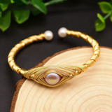 Natural Fresh Water Purple Pearl Adjustable Bangle