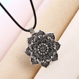 Vintage Lotus Flower Pendant Necklace