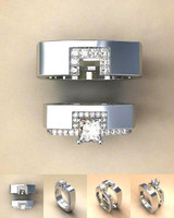 Zircon Stone Crystal Silver Wedding Ring Set