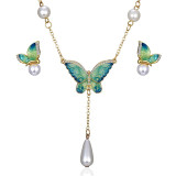 Butterfly Necklace Earrings Jewelry set