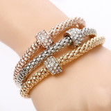 3 Pcs/Set Crystal Gold/Silver Bracelets Bangles
