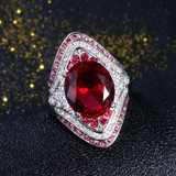 925 Sterling Silver Zircon Ruby Stone Ring