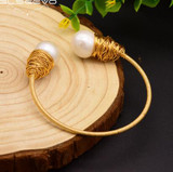 Handmade Natural Fresh Water Pearl Adjustable Bangle