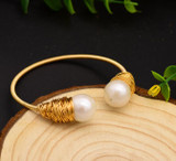 Handmade Natural Fresh Water Pearl Adjustable Bangle