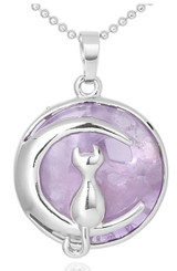 Kitty Cat and the Moon Pendant Necklace