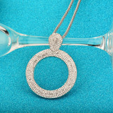 Cubic Zirconia Round Pendant Long Necklace