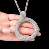 Cubic Zirconia Round Pendant Long Necklace