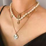 Pearl Choker Seashell Pendant Necklace