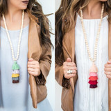 Natural Ivory White Wood Beaded Necklace