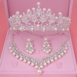 Choker Necklace Earrings Tiara Set