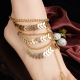 Leaves Chain Multilayer Tassel Anklets